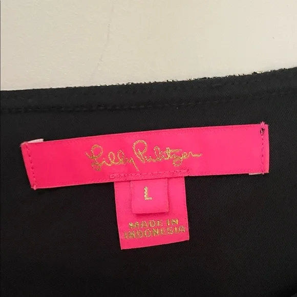 Lilly Pulitzer Riza Black and Gold metallic Romper Dress - Picture 3 of 13